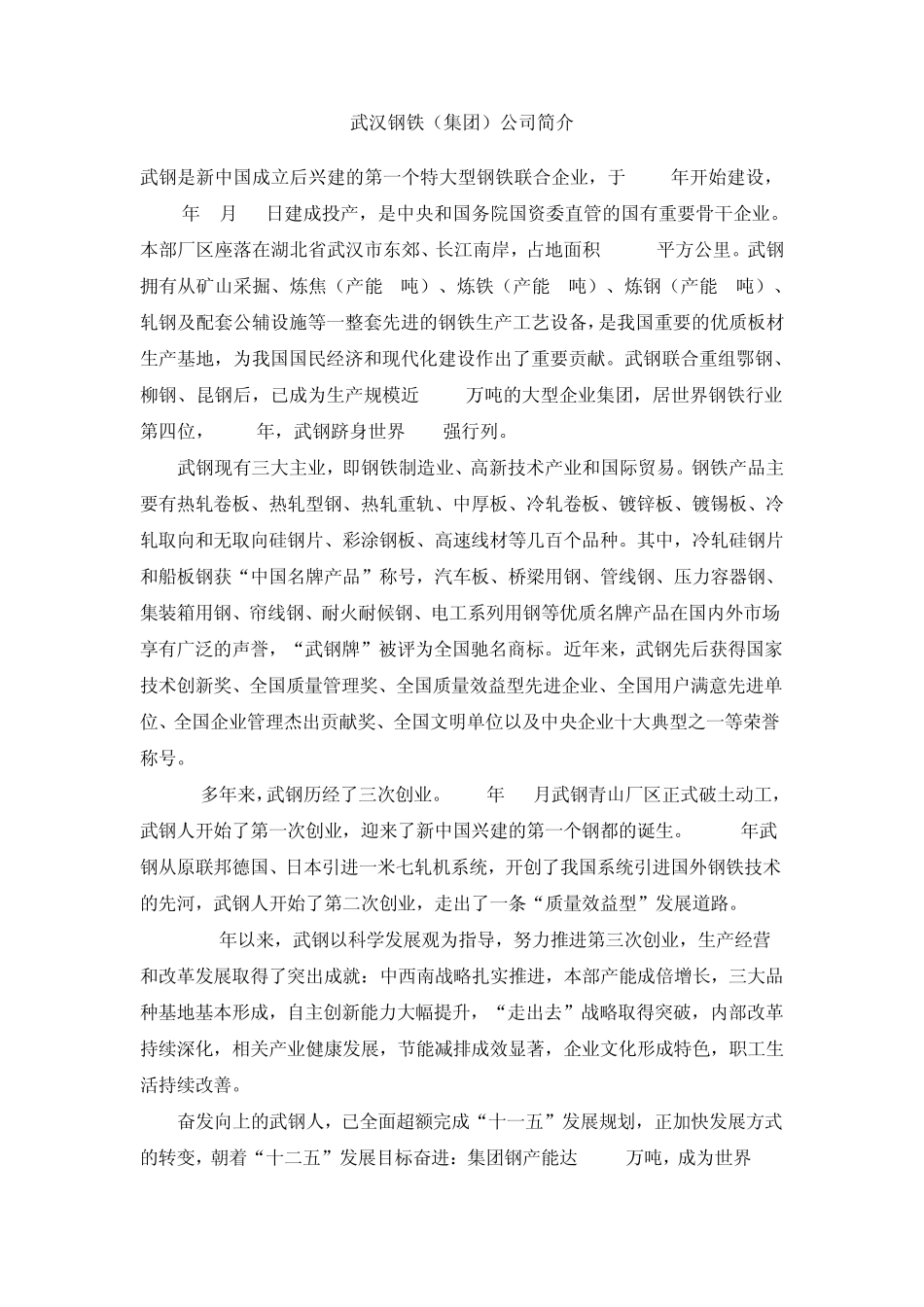 武汉钢铁(集团)公司简介_第1页