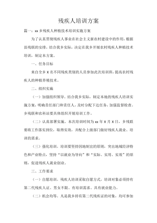 残疾人培训方案