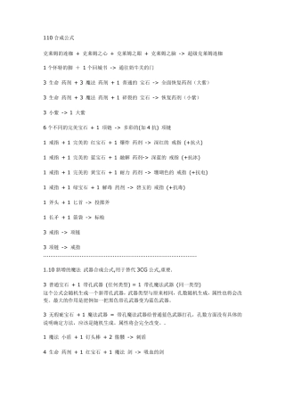毁灭之王物品打造合成公式