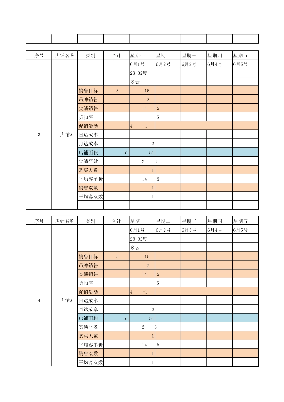 每日店铺销售数据分析表格_第2页