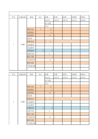 每日店铺销售数据分析表格