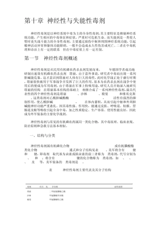 毒理学神经性与失能性毒剂