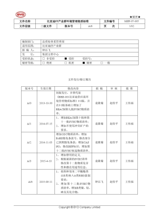 比亚迪环境管理物质标准A6