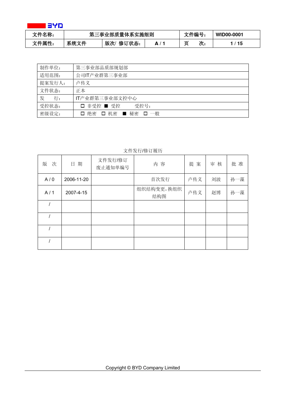 比亚迪第三事业部品质体系实施细则_第1页