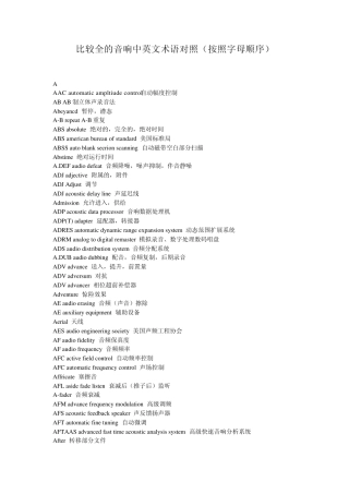 比较全的音响中英文名词术语对照(按照字母顺序)