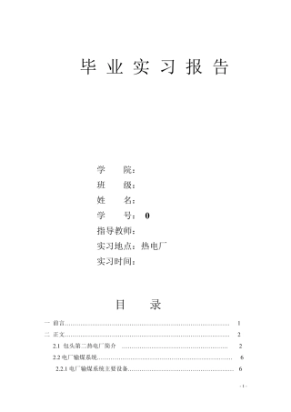 毕业实习报告——热电厂实习报告