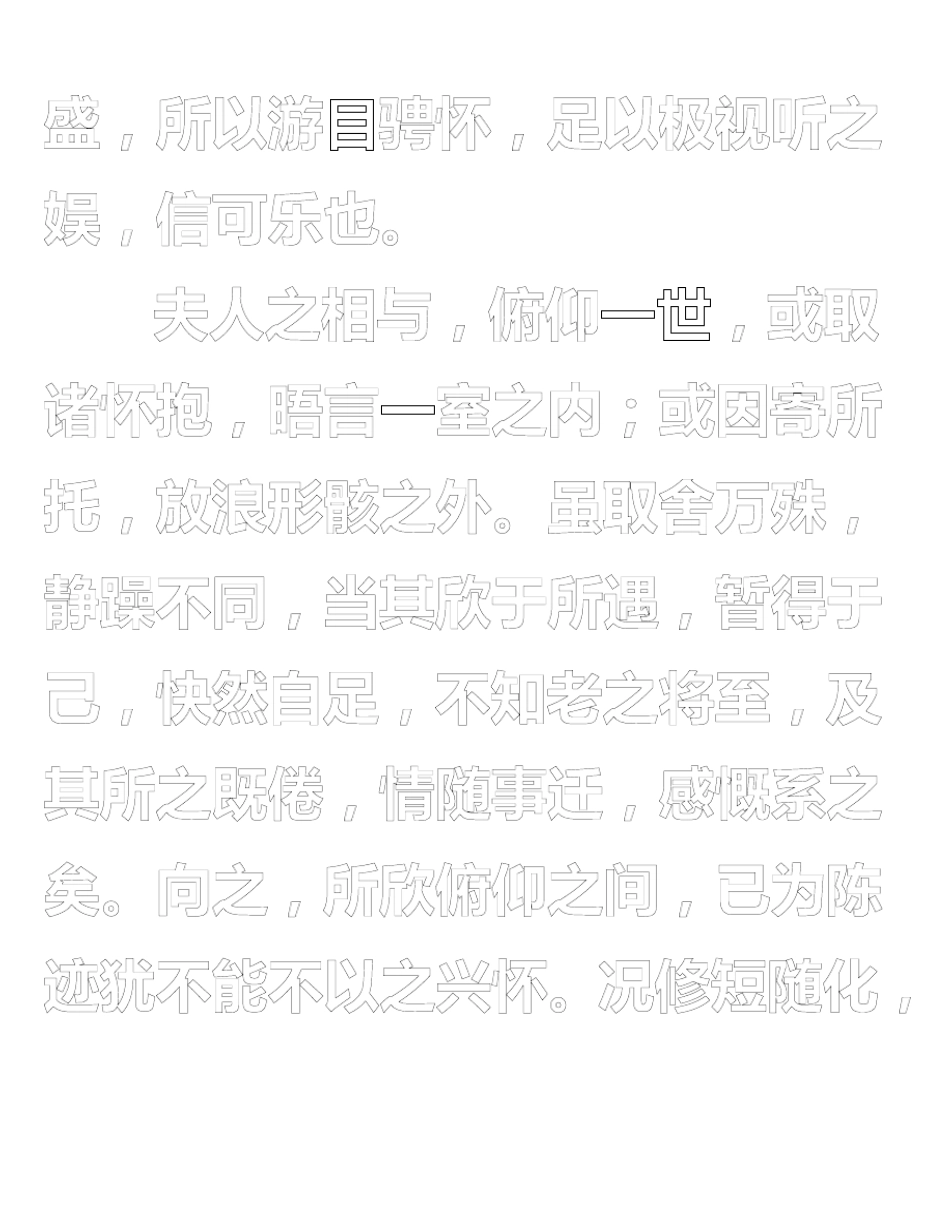毛笔临摹书法字贴记王羲之兰亭序打印版_第2页