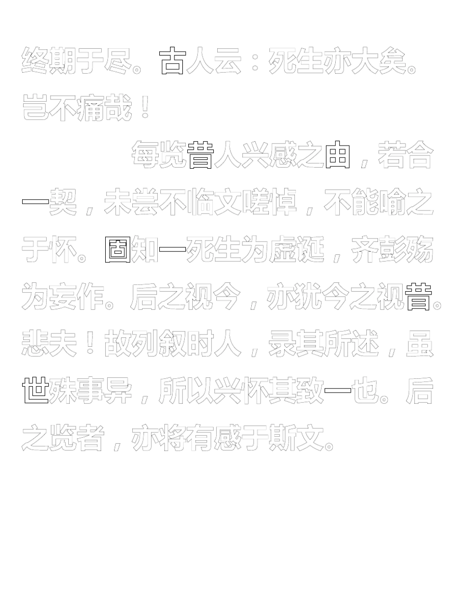 毛笔临摹书法字贴记王羲之兰亭序打印版_第3页