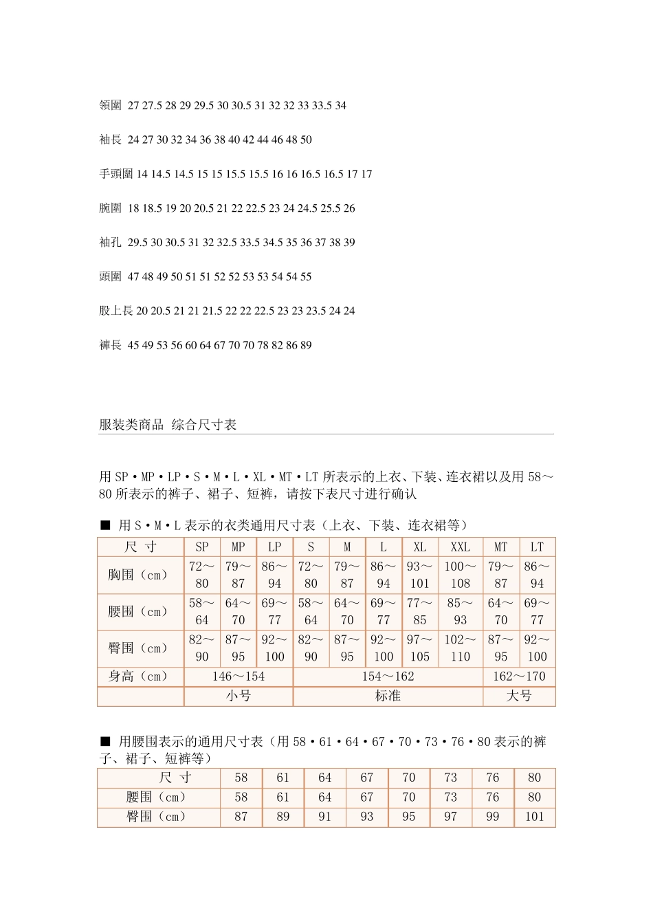毛衣规格尺寸表_第3页