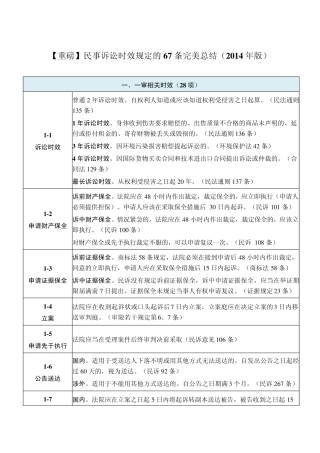 民事诉讼时效规定的67条完美总结(2014年版)