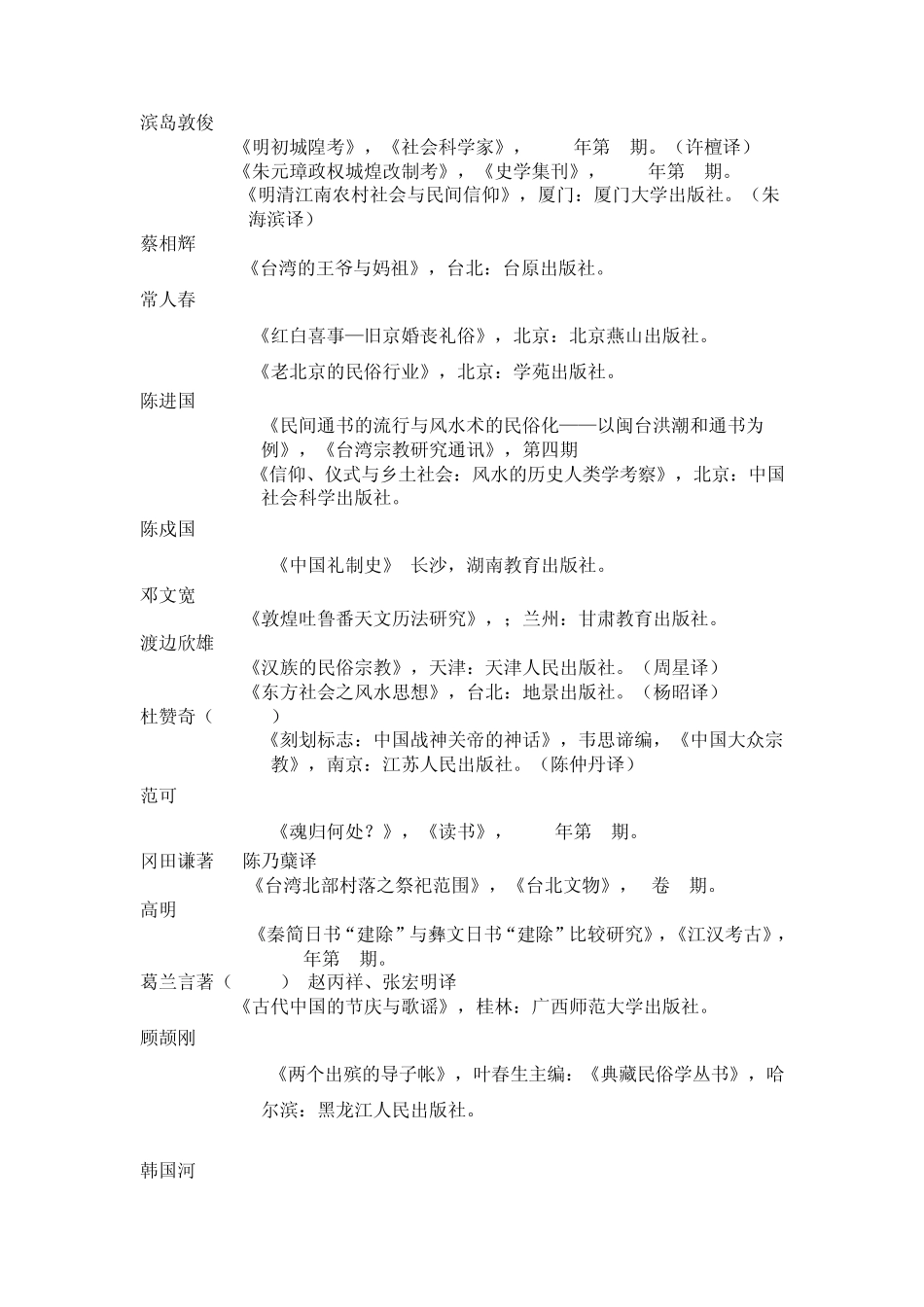 民俗学专业民间信仰书目_第1页