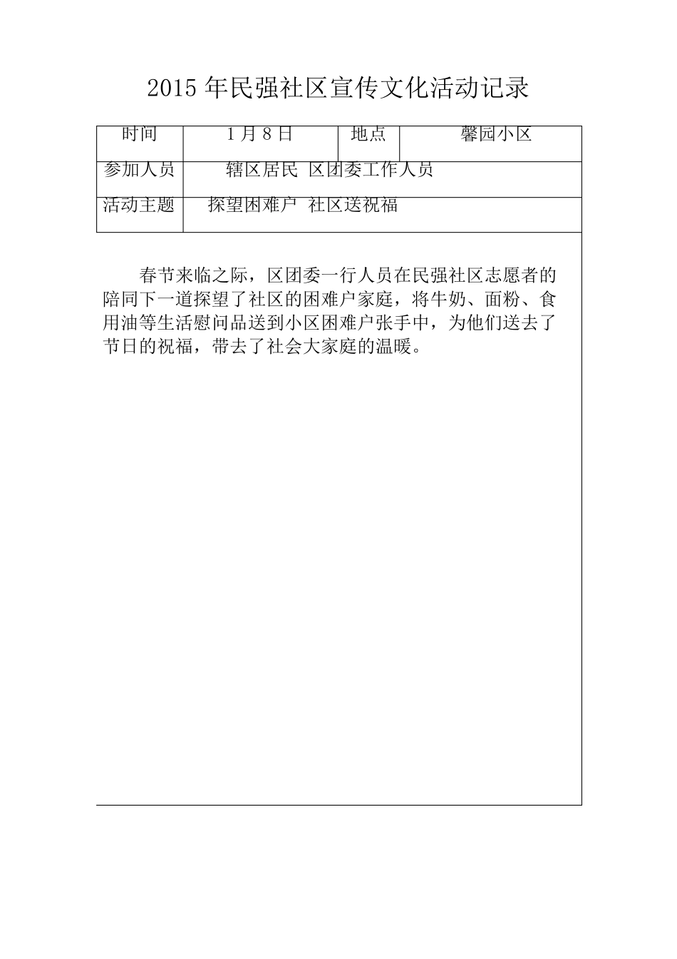 民强社区宣传文化活动记录_第1页
