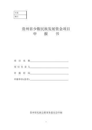 民族发展资金项目申报书