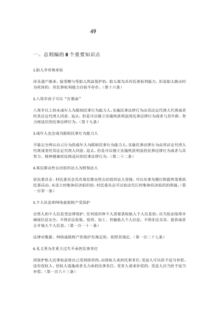 民法典中的49个重要知识点(简明版)