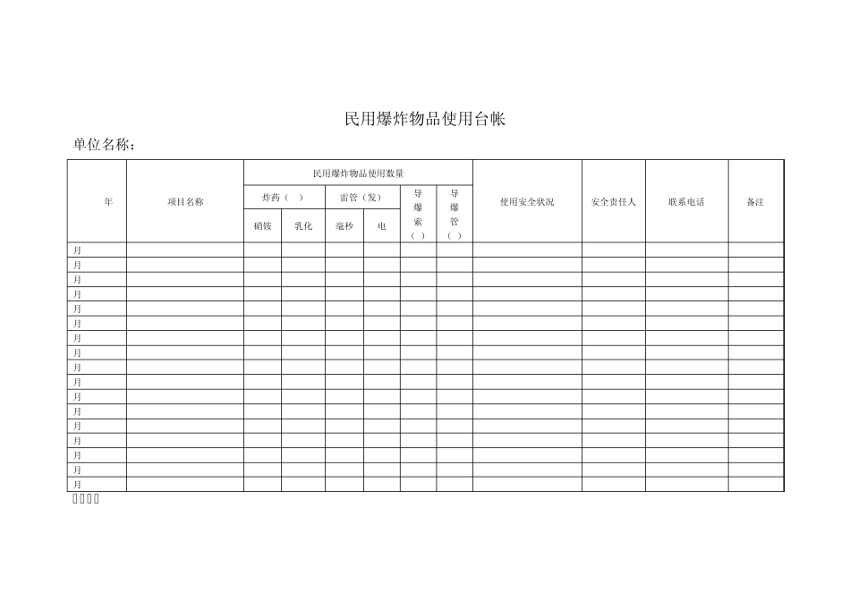 民用爆炸物品使用台帐_第1页