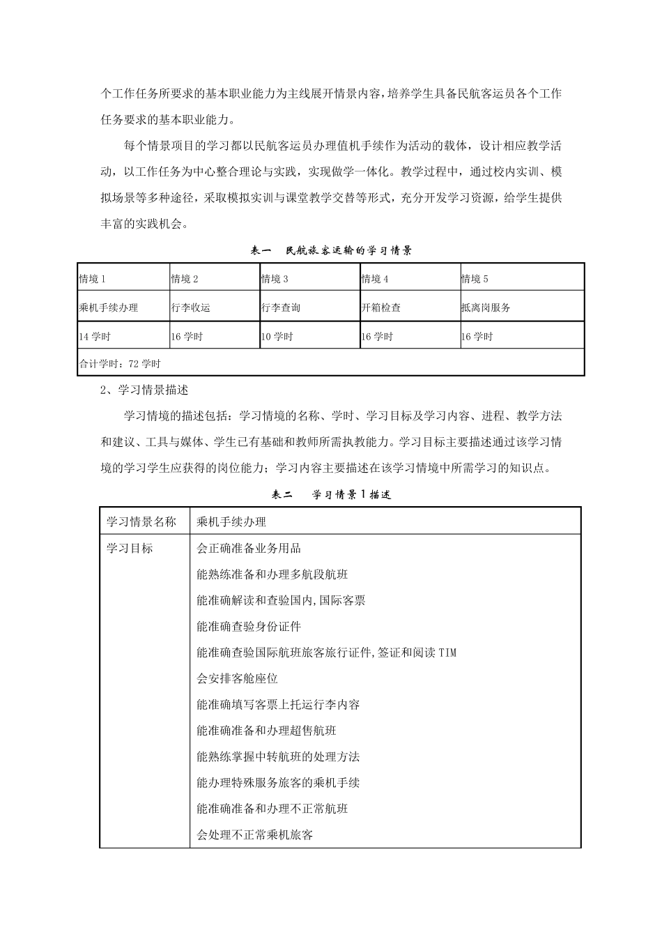 民航旅客运输课程标准_第2页