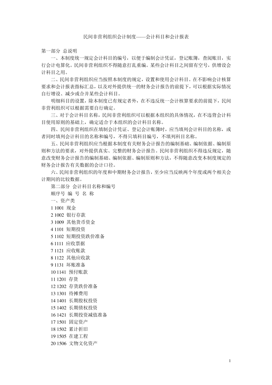 民间非营利组织会计制度——会计科目和会计报表_第1页