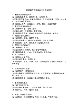 民间高血压及降血脂偏方