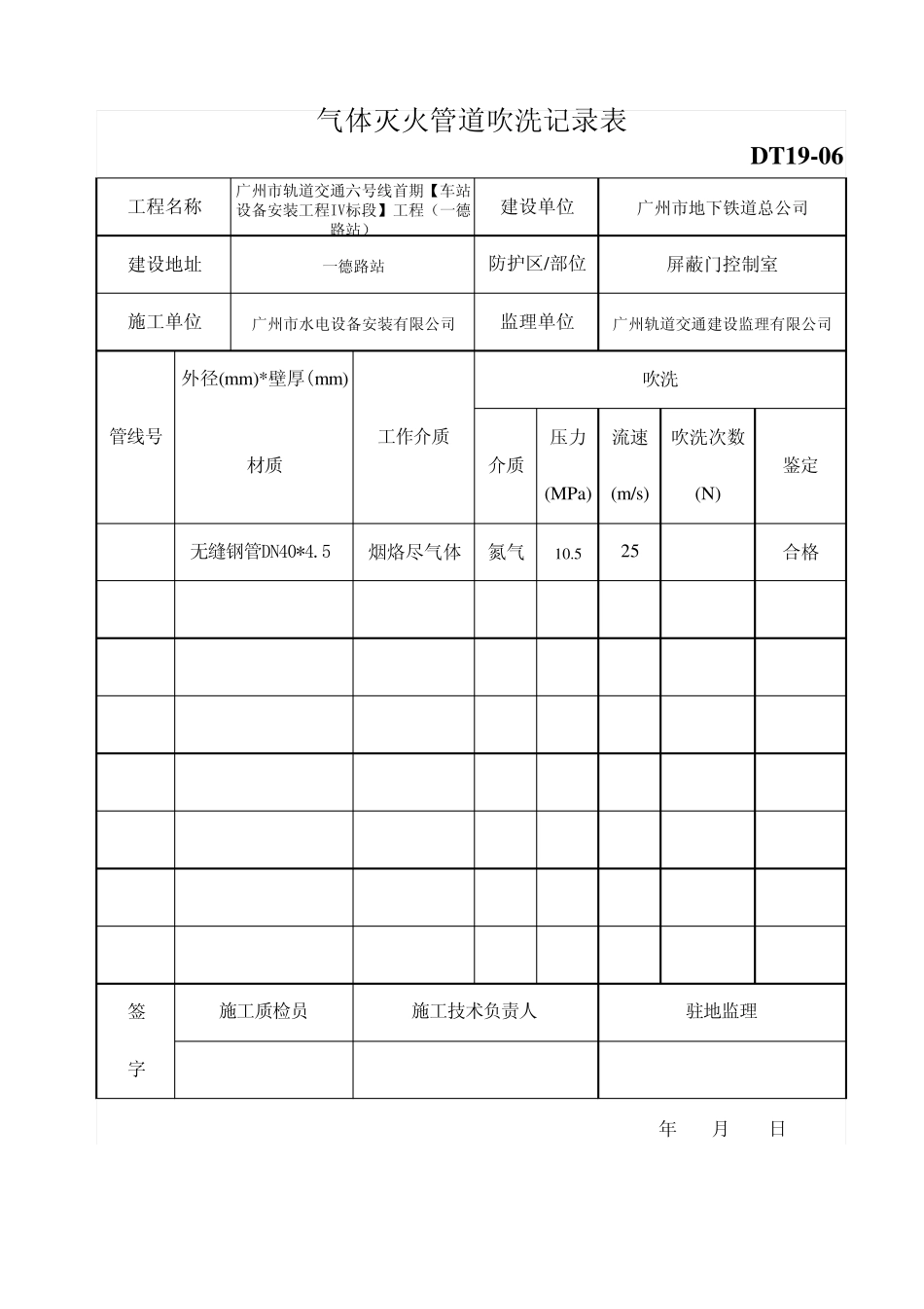 气体灭火系统管道吹洗记录_第2页