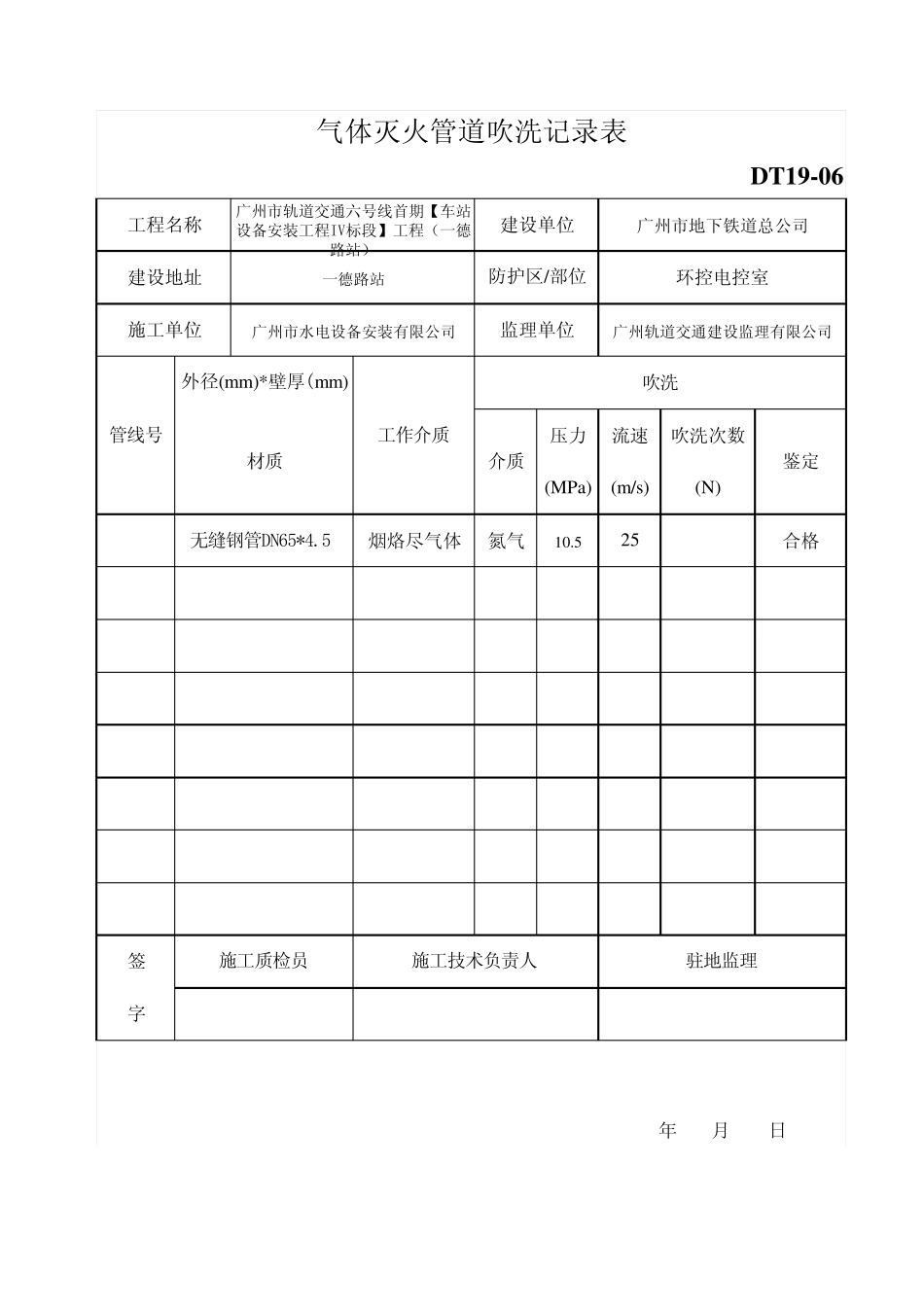 气体灭火系统管道吹洗记录_第3页