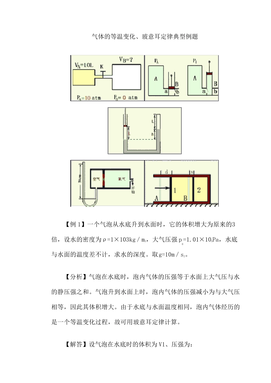 气体的等温变化、玻意耳定律典型例题_第1页