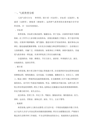 气质测试量表