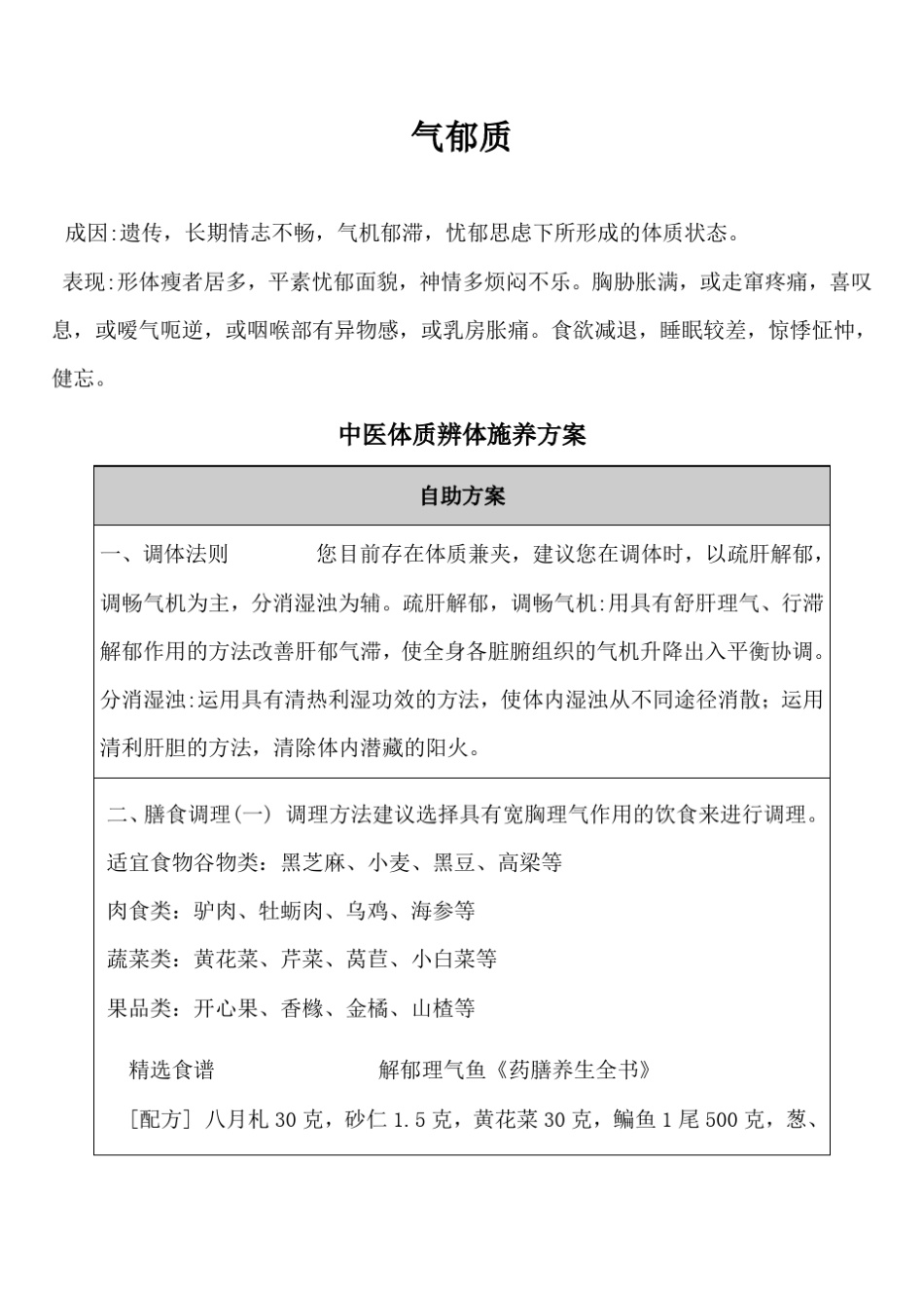 气郁体质表现及膳食调理_第1页