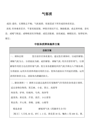 气郁体质表现及膳食调理