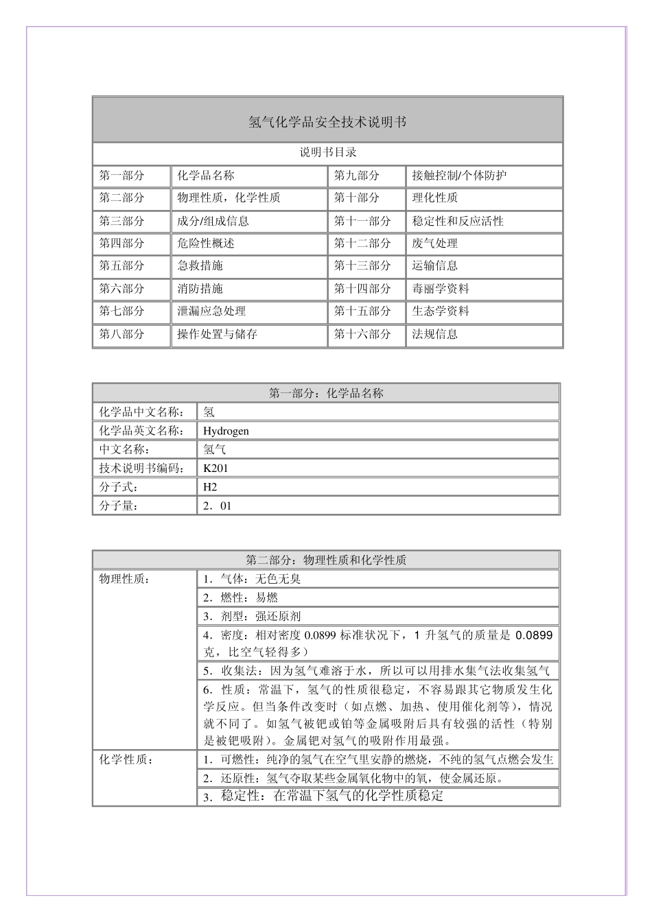 氢气化学品安全技术说明书_第1页