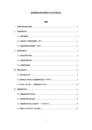 氢燃料电池及储能技术综述