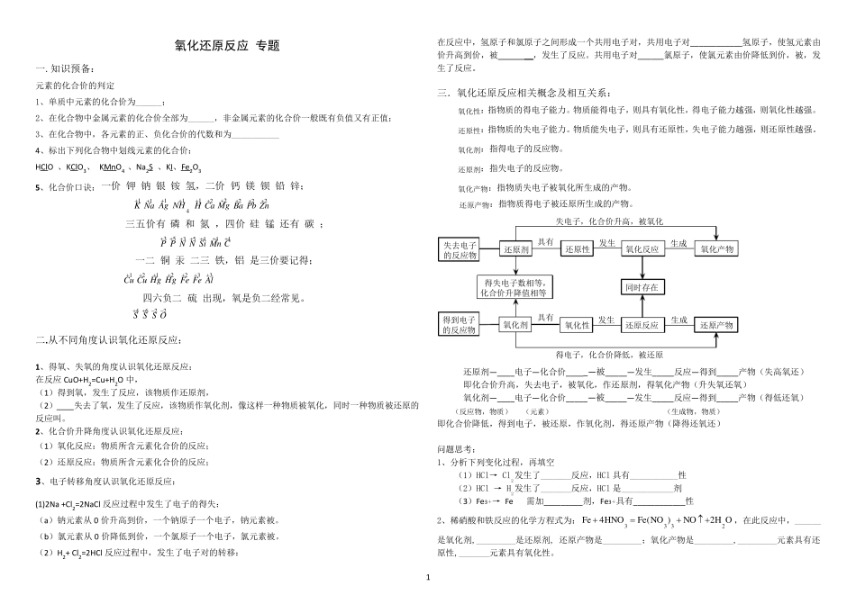 氧化还原反应专题_第1页