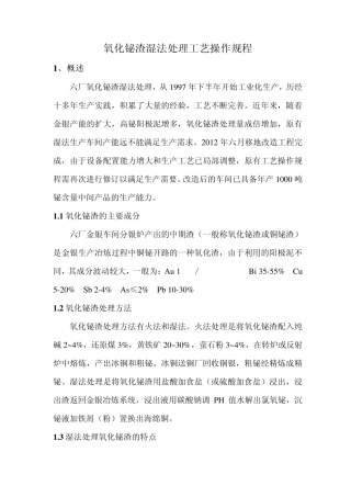 氧化铋渣湿法处理工艺操作规程