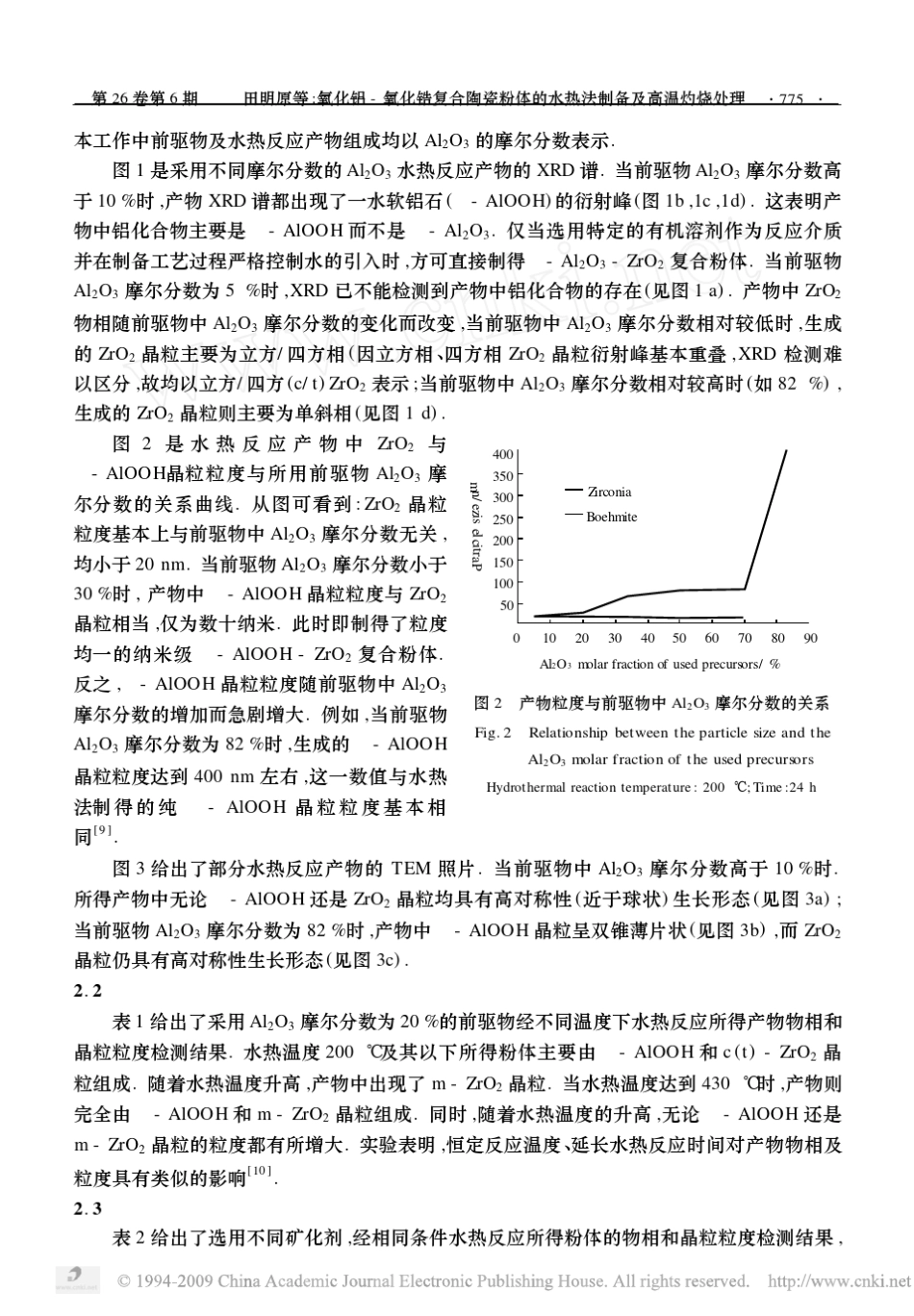 氧化铝_氧化锆复合陶瓷粉体的水热法制备及高温灼烧处理_第3页
