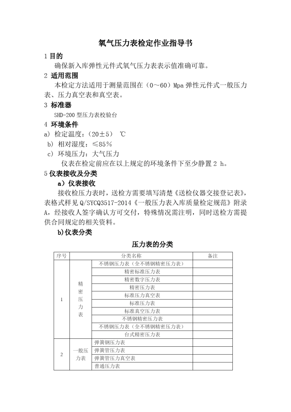 氧气压力表检定作业指导书_第1页