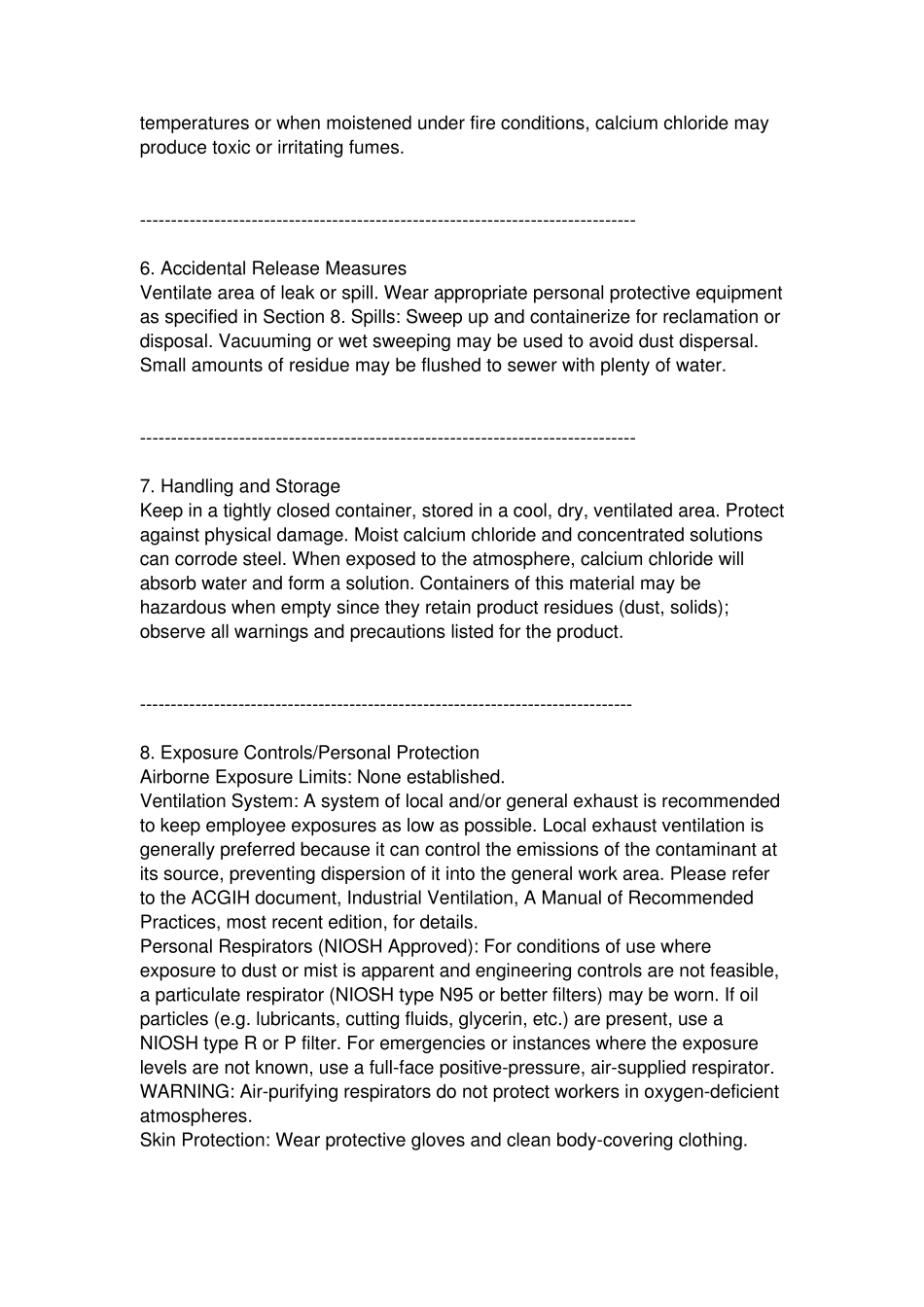 氯化钙MSDS(英文版)_第3页
