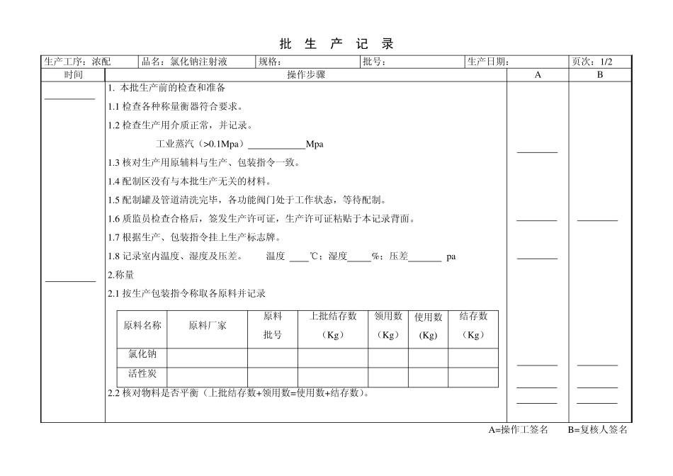 氯化钠注射液批生产记录_第2页