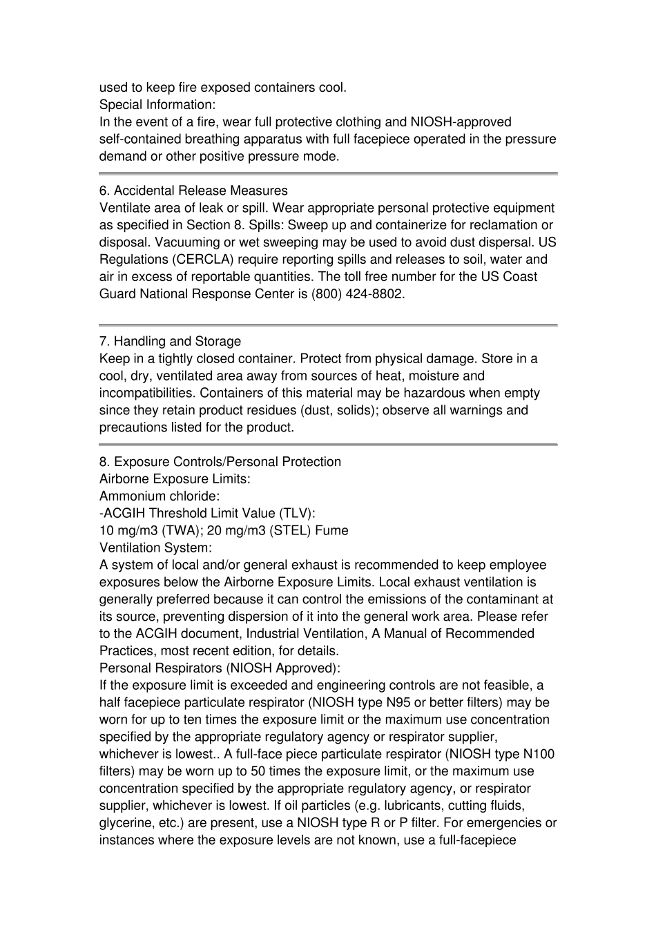 氯化铵MSDS(英文版)_第3页