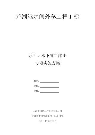 水上水下施工作业专项实施方案