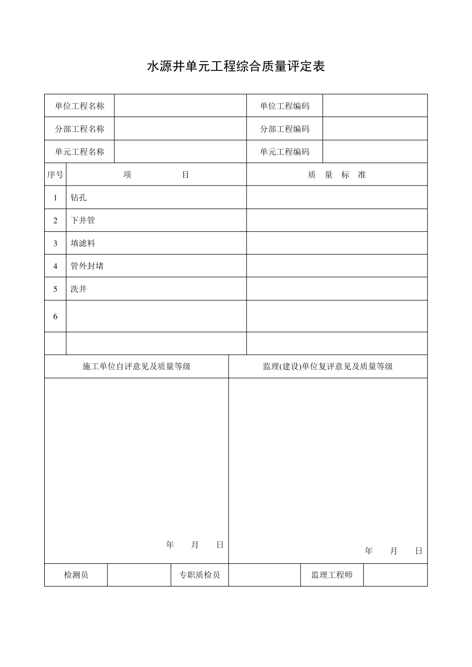 水井质量评定表_第1页