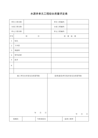 水井质量评定表