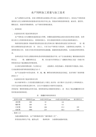 水产饲料加工质量和加工技术