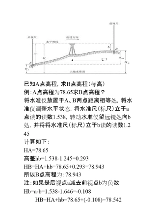 水准仪测量高程计算方法