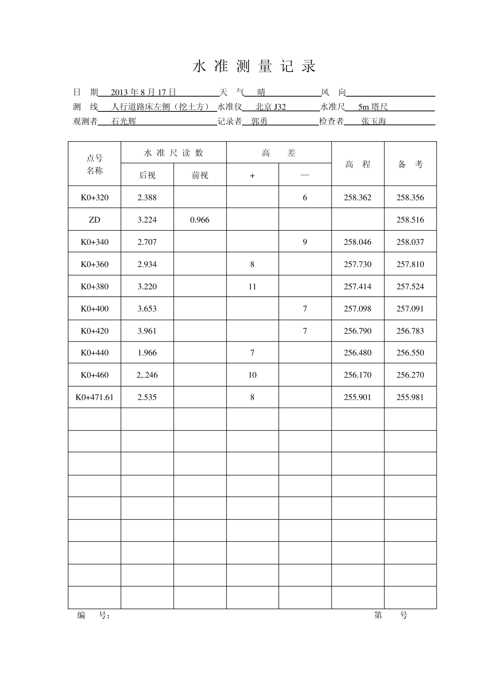 水准点测量记录_第2页