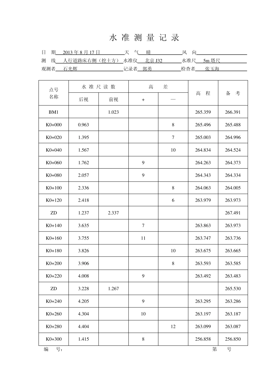 水准点测量记录_第3页