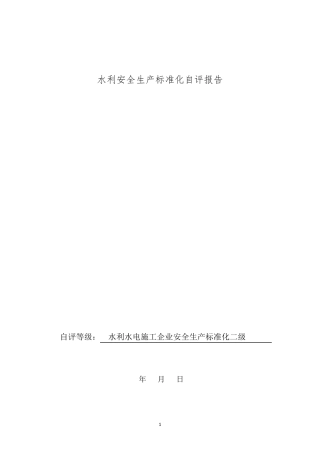 水利安全生产标准化自评报告