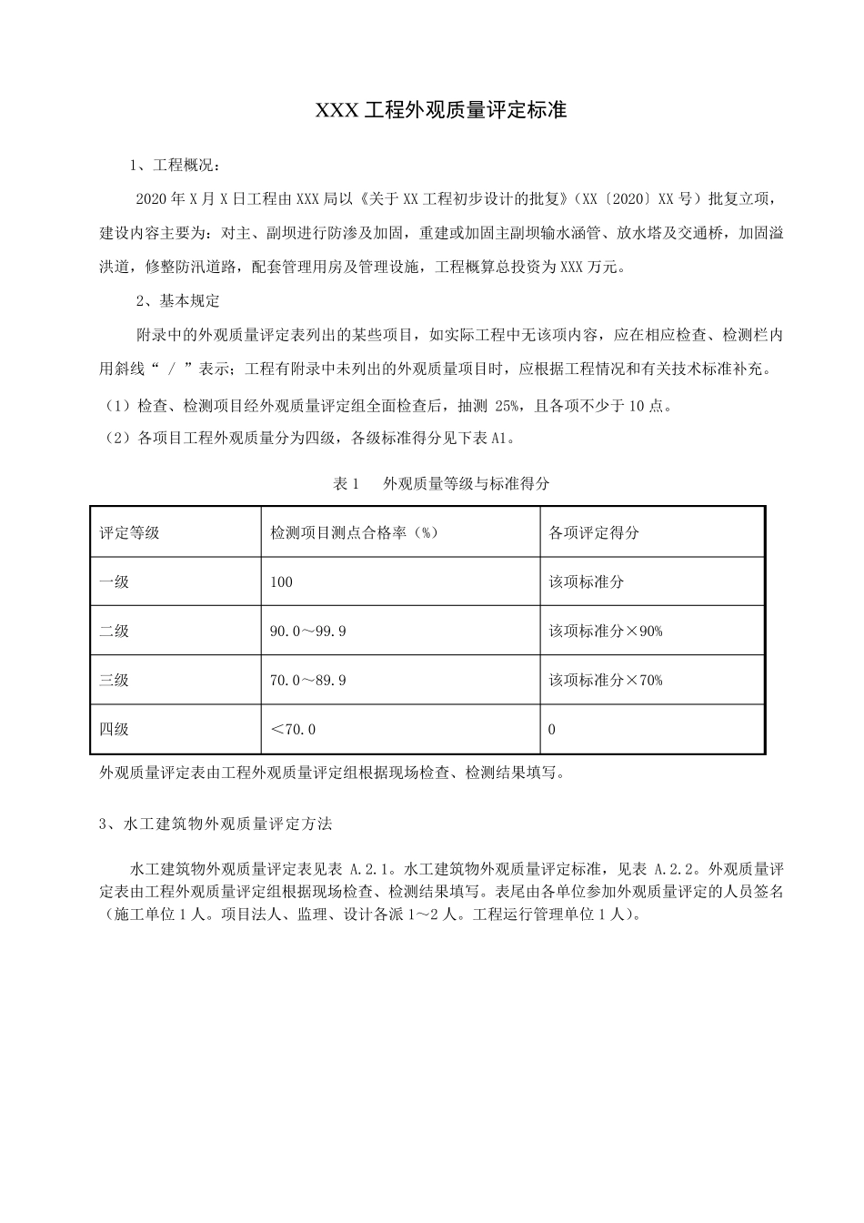 水利工程单位工程外观质量评定标准报备(枢纽工程)_第2页
