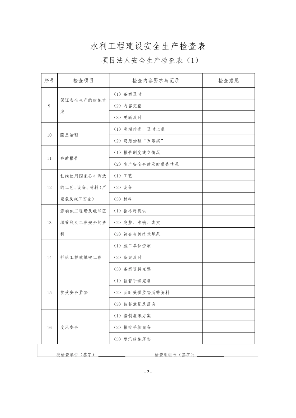 水利工程建设安全生产检查表_第2页