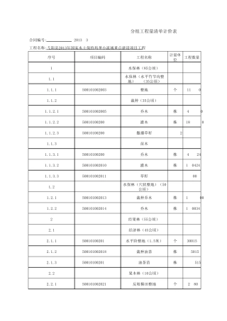 水利工程招标工程量清单模版
