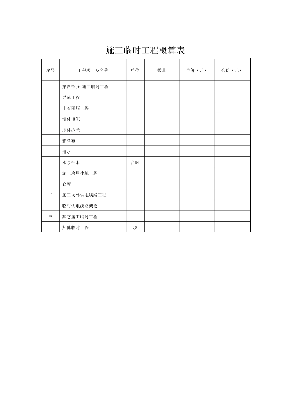 水利工程概算总表_第3页
