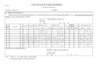 水利工程进度款支付结算书